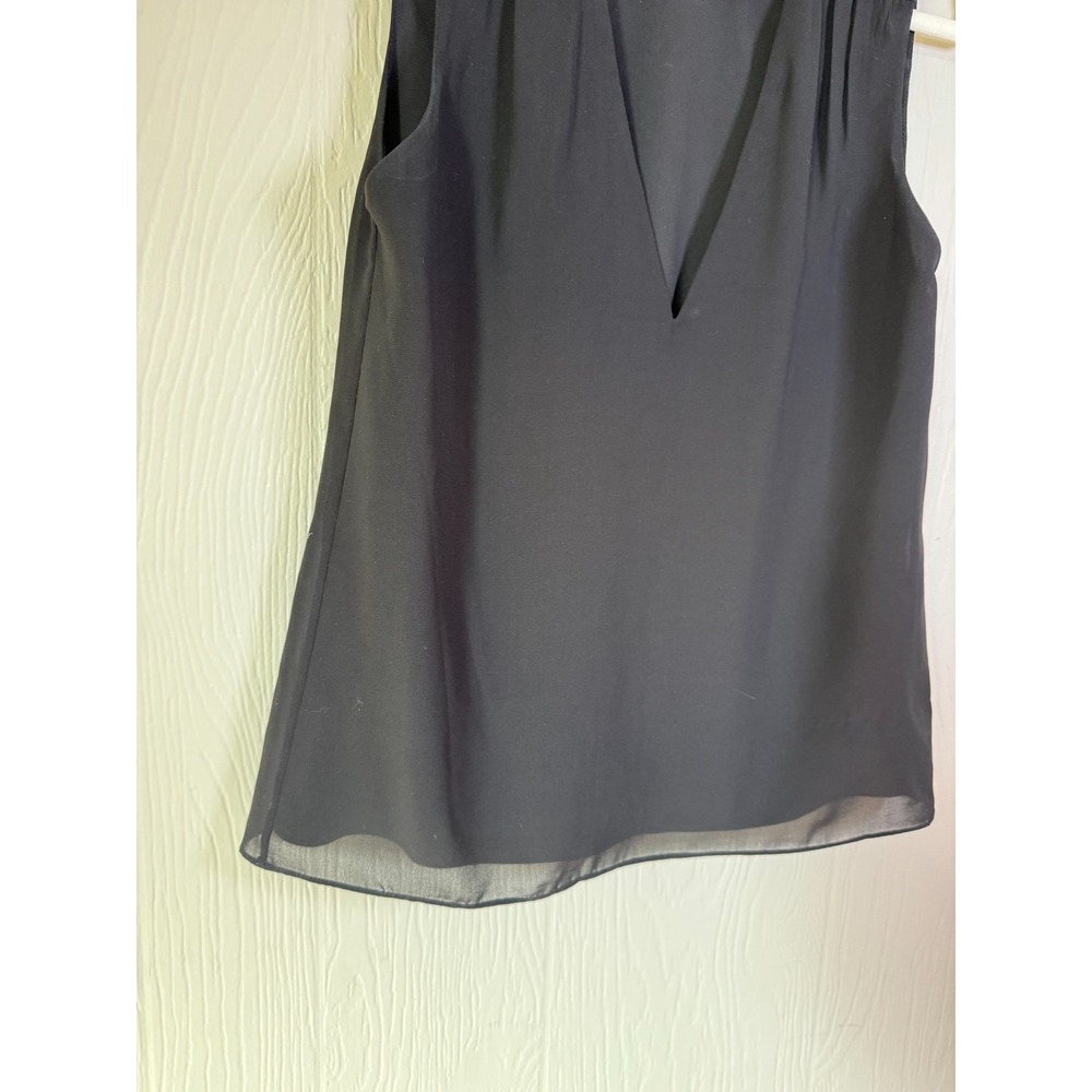 Alice & Olivia  • Black V‎ Neck Sleeveless Embellished Shoulder Blouse Top - Picture 6 of 8